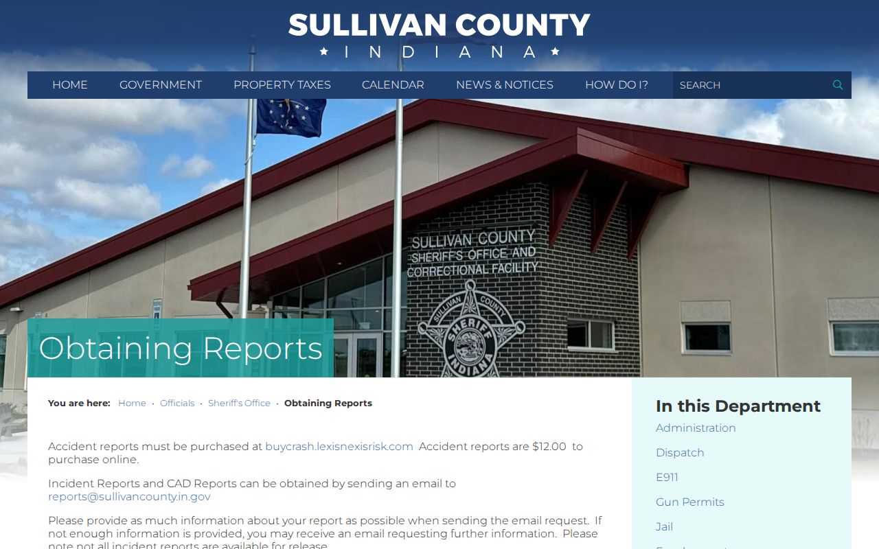 Sullivan County Sheriff booking record request instructions