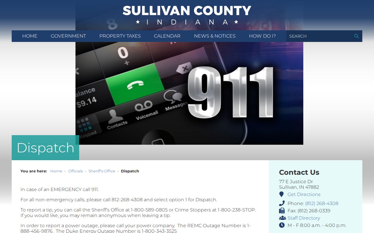 Sullivan County wanted tip and Sheriff dispatch contacts